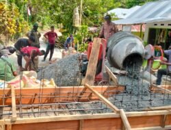 Semangat Kebersamaan Koramil 1315-01 Telaga Dan Warga Cor Bantalan Jembatan Garuda