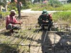 Babinsa Koramil Limboto Terus Kawal Pengerjaan Jembatan Gantung Hingga Tahap Awal Pengukuran Dan Rangka Besi