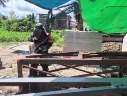 Koramil 1315-02/Limboto Terus Kawal Progres Pembangunan Jembatan Perintis Garuda Melalui Pendampingan Pekerjaan Konstruksi Baja