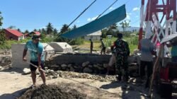Pendampingan Koramil 1315-02/Limboto Percepat Pekerjaan Pondasi, Rangka Landasan, Dan Akses Masuk Jembatan Garuda Hutuo
