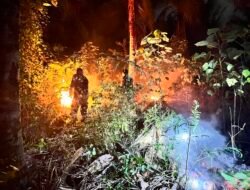 Gerak Cepat Babinsa Koramil 1315-03/Tabongo Amankan Lokasi dan Bantu Padamkan Kebakaran Lahan Kelapa Warga Setempat