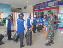 Pengamanan PENAS Petani Nelayan XVII Diperkuat Dua Personel Koramil 1315-04/Tibawa Bersama Unsur Gabungan Di Bandara