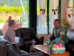 Silaturahmi Kapolres Gorontalo Bersama Rombongan Disambut Dandim 1315/Kab. Gorontalo Pererat Kerja Sama Antar Lembaga Daerah