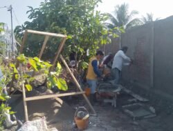 Rehab SMK PPN Gorontalo Terus Dikebut, Personel Kodim 1315 Kabupaten Gorontalo Turut Berikan Dukungan